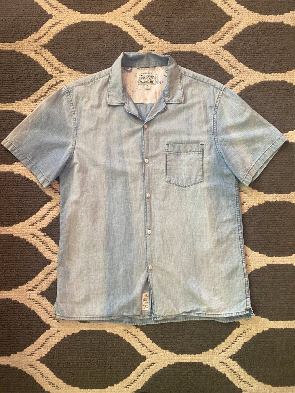 Lucky Brand Men’s Denim Short Sleeve Button Down Shirt NWT